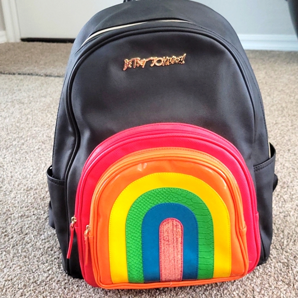 Betsy Johnson backpack w/ rainbow pocket